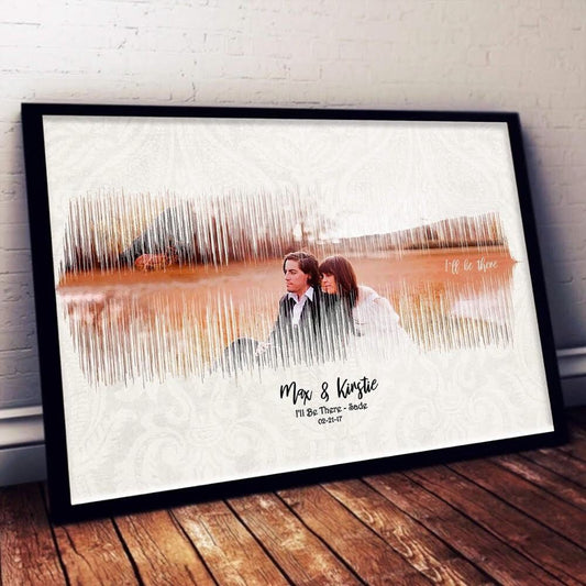 Custom Anniversary Wedding Sound Wave Song Print Canvas - Music Gift - Any sound or song