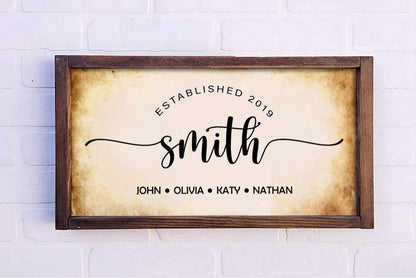Family Custom Names Canvas Wall Art Print