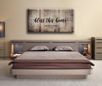 Custom Bless This Home Family Name Canvas Art Print