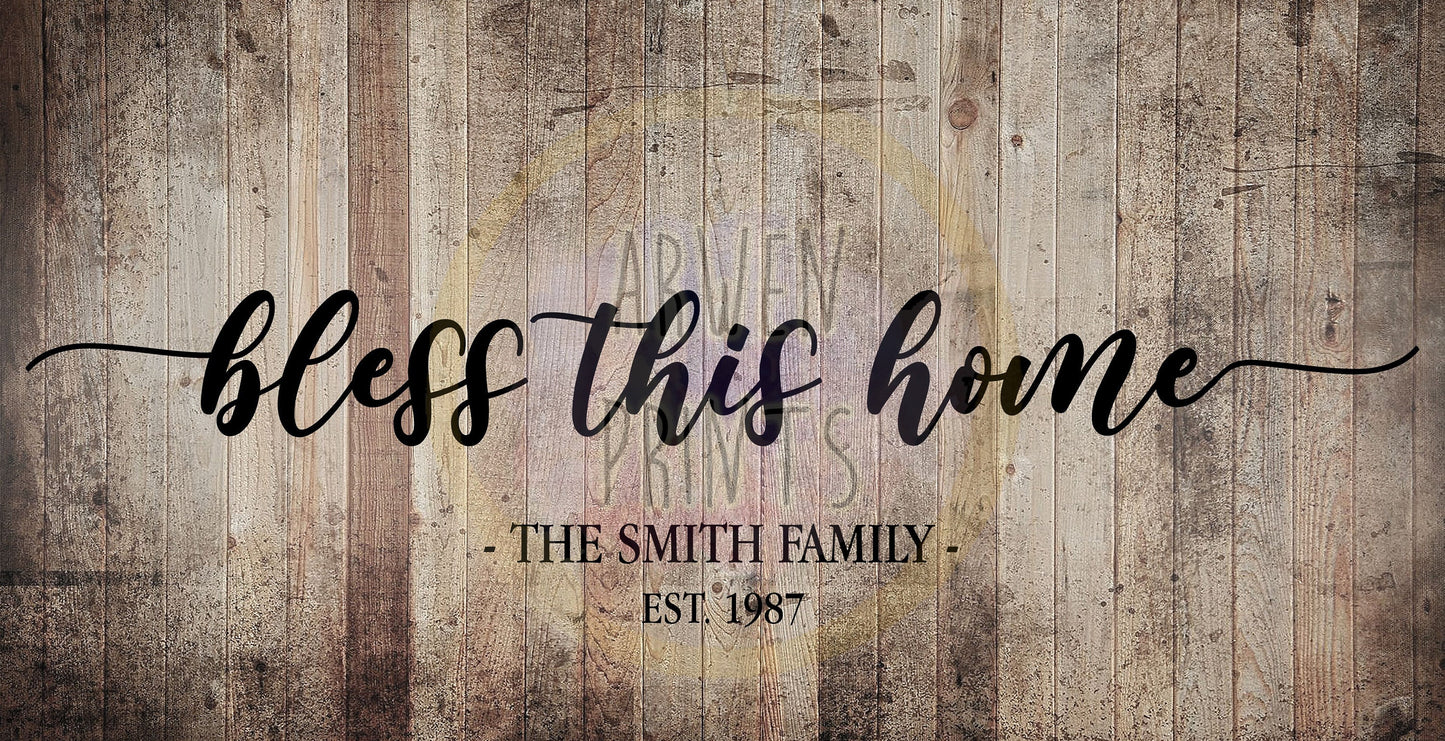 Custom Bless This Home Family Name Canvas Art Print