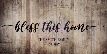 Custom Bless This Home Family Name Canvas Art Print