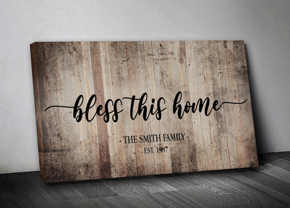 Custom Bless This Home Family Name Canvas Art Print