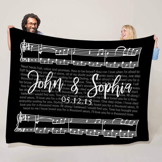 Custom Wedding Song Sheet Music Lyric Super Soft Fleece Blanket