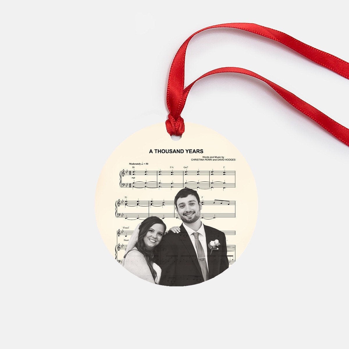Christmas Custom Couple Family Sheet Music Ceramic Ornament