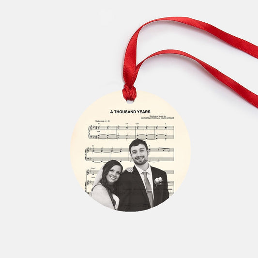 Christmas Custom Couple Family Sheet Music Ceramic Ornament