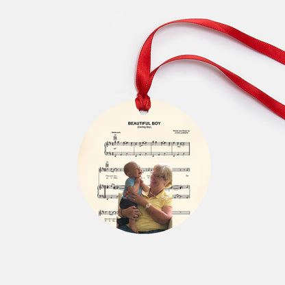 Christmas Custom Couple Family Sheet Music Ceramic Ornament