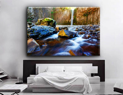Premium Beautiful Waterfall Nature Forest Canvas Art Print