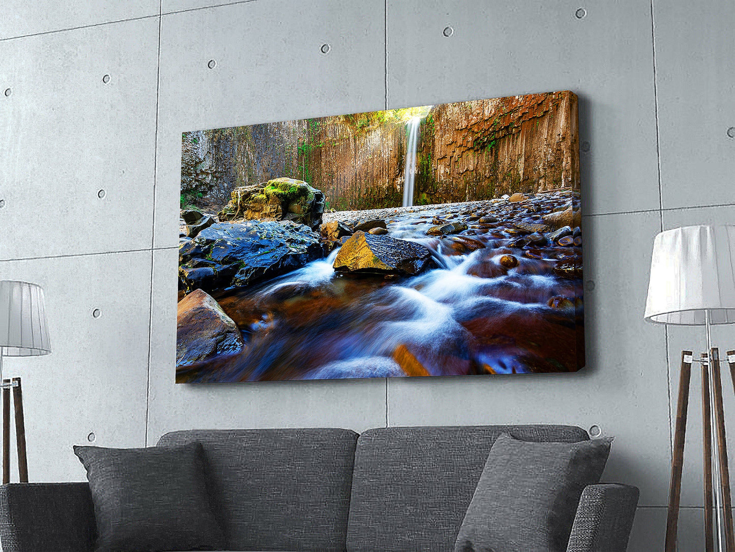 Premium Beautiful Waterfall Nature Forest Canvas Art Print