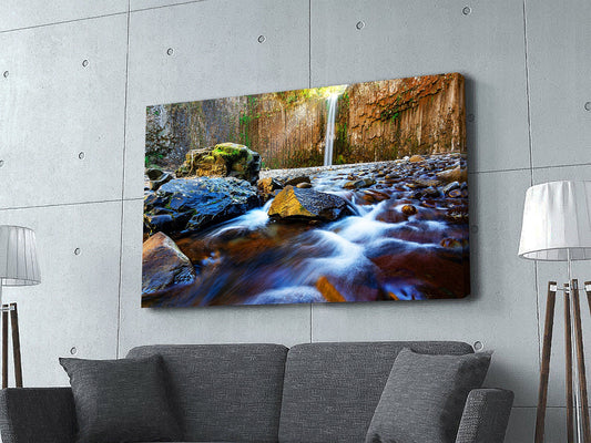 Premium Beautiful Waterfall Nature Forest Canvas Art Print