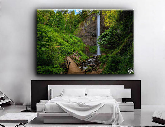 Latourell Falls Waterfall Scene Canvas Art, Oregon Waterfalls,
