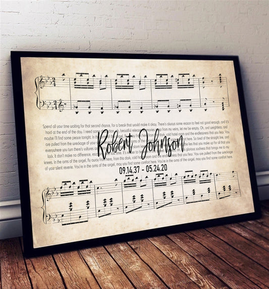 Custom Memorial Sheet Music Song Lyric Canvas Art Print Any Song