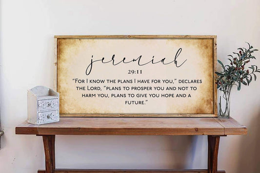 Jeremiah 29:11 Canvas, Christian Bible Verse Wall Art, Uplifting Encouragement Faith Decor