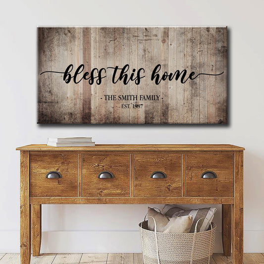 Custom Bless This Home Family Name Canvas Art Print