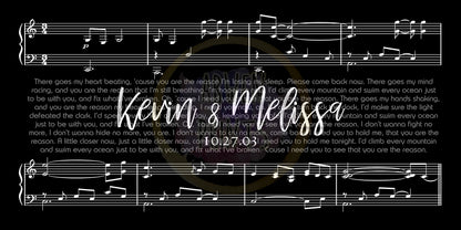 Custom Wedding Names and Date Lyrics Sheet Music Black Luxe, Valentine’s Day Gift, Canvas Art Print