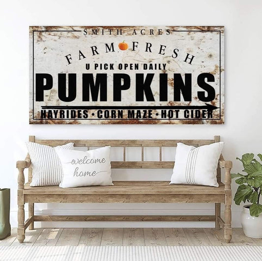 Pumpkin Patch Sign Rustic Fall decor Name Established Sign Modern Farmhouse Wall Decor Autumn Farm Harvest Thanksgiving Vintage Faux Metal