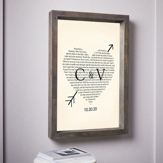 Custom Wedding Names and Date Lyric Heart and Arrow Art