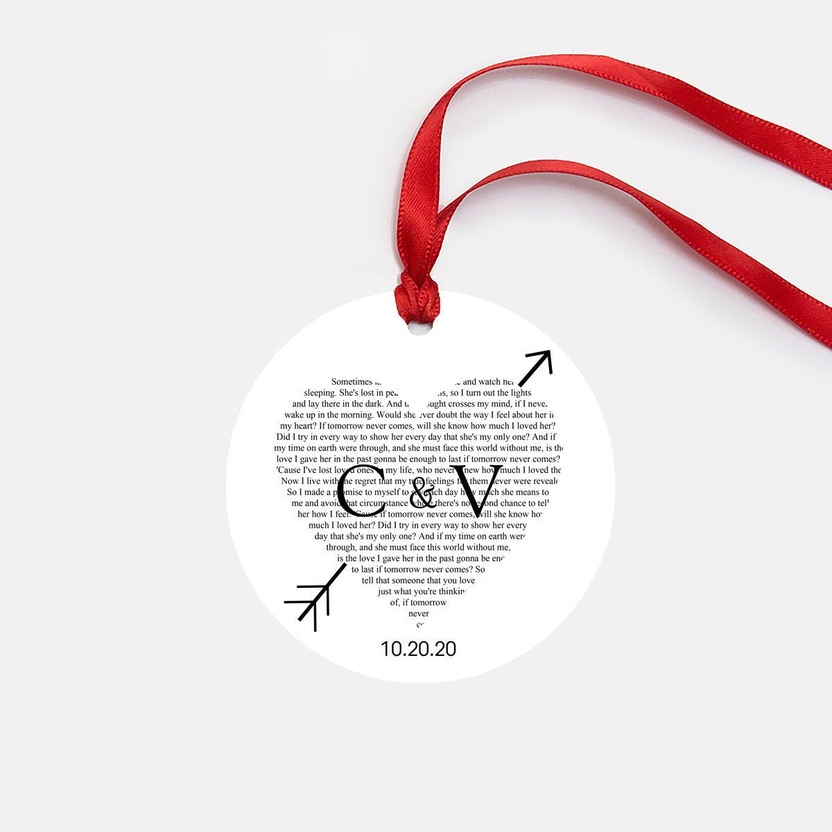 Christmas Custom Names Date Song Lyrics Ceramic Ornament