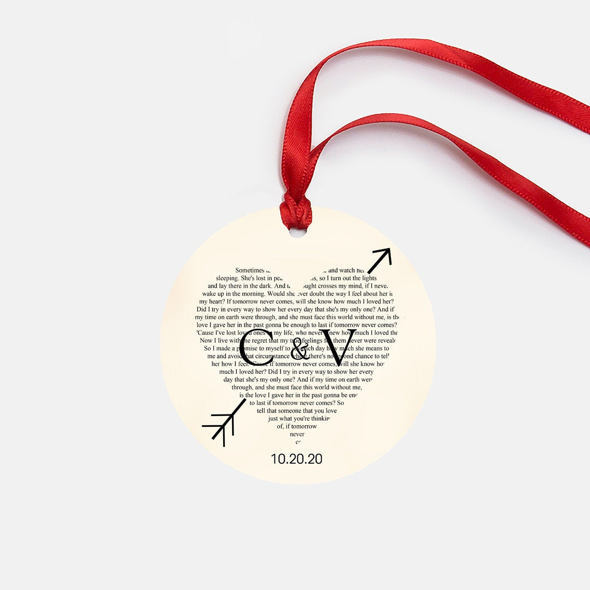 Christmas Custom Names Date Song Lyrics Ceramic Ornament