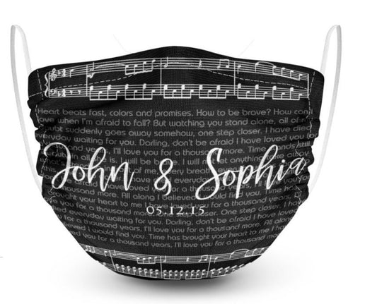 Personalized Masks - Anniversary Mask - Wedding couple mask - Music Mask