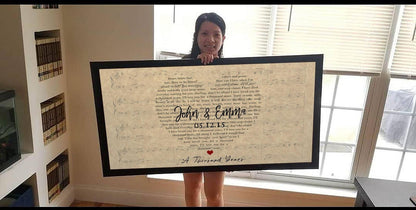 Custom Wedding Names and Date Heart Sheet Music Lyrics Art Print