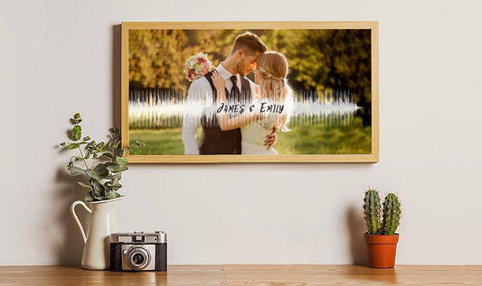 Custom Couple Name and Date Sound Wave Art Print