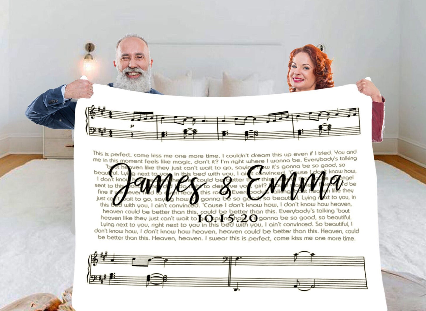 Custom Wedding Song Sheet Music Lyric Super Soft Fleece Blanket