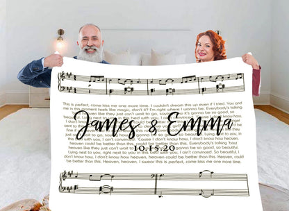 Custom Wedding Song Sheet Music Lyric Super Soft Fleece Blanket