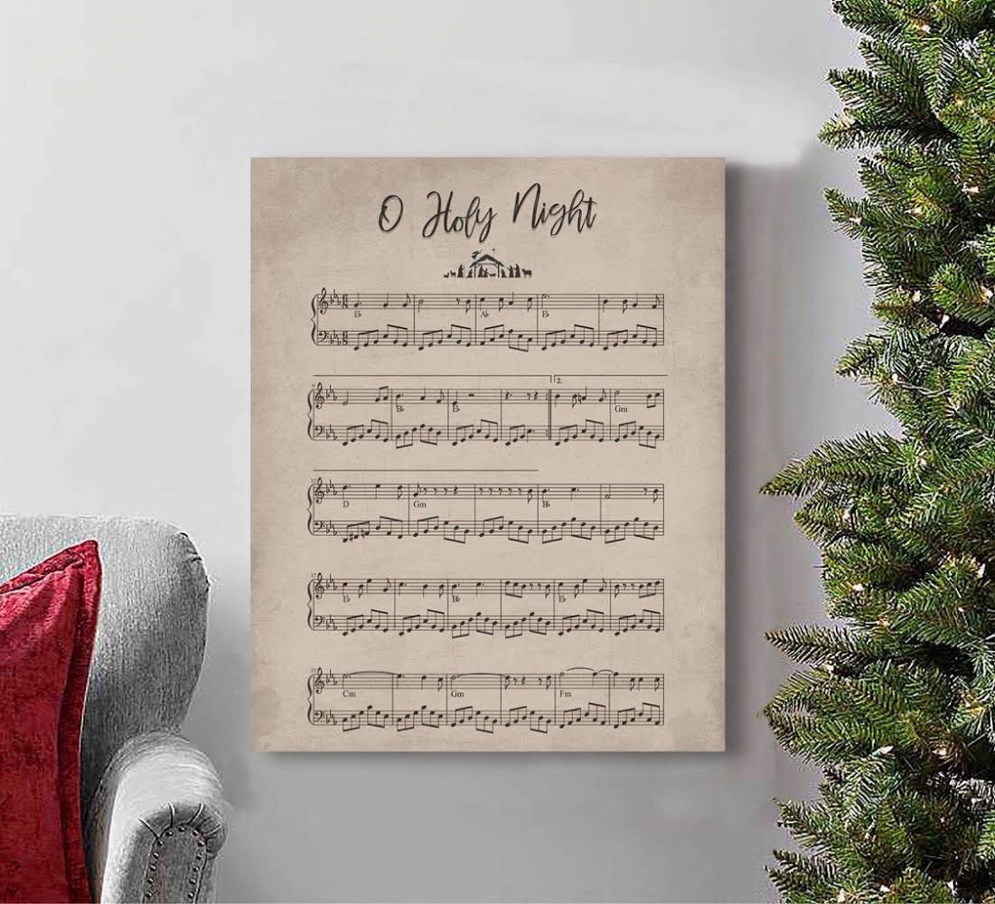 O Holy Night Music Canvas - Christmas Wall Decor - Christian Music Decor - Hymn Wall Decor - Nativity Decor - Ready To Hang