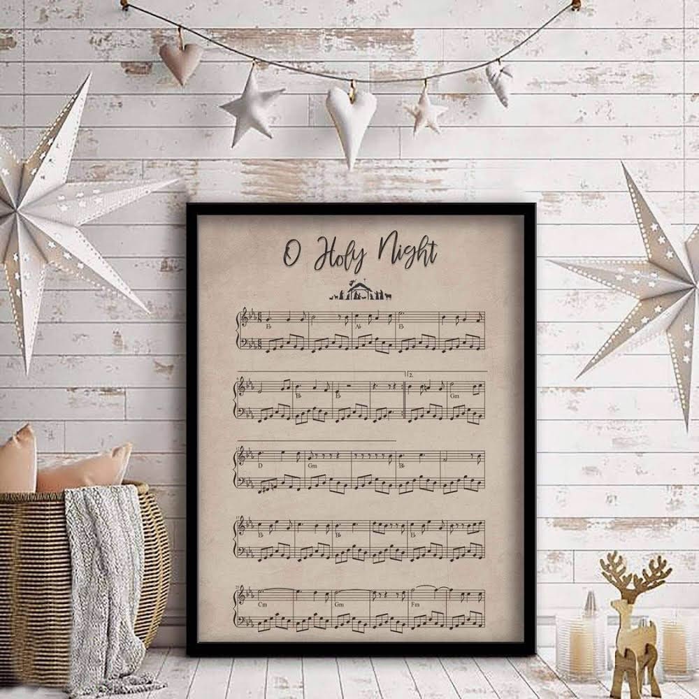 O Holy Night Music Canvas - Christmas Wall Decor - Christian Music Decor - Hymn Wall Decor - Nativity Decor - Ready To Hang