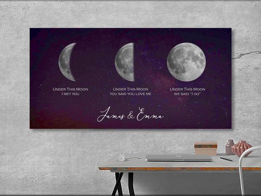 Couple Moon Phases Galaxy Canvas Art Print