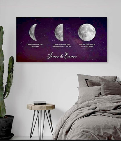 Couple Moon Phases Galaxy Canvas Art Print