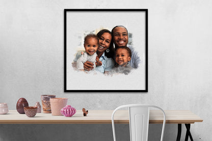 Family Portrait Illustration Canvas - Ready to Hang