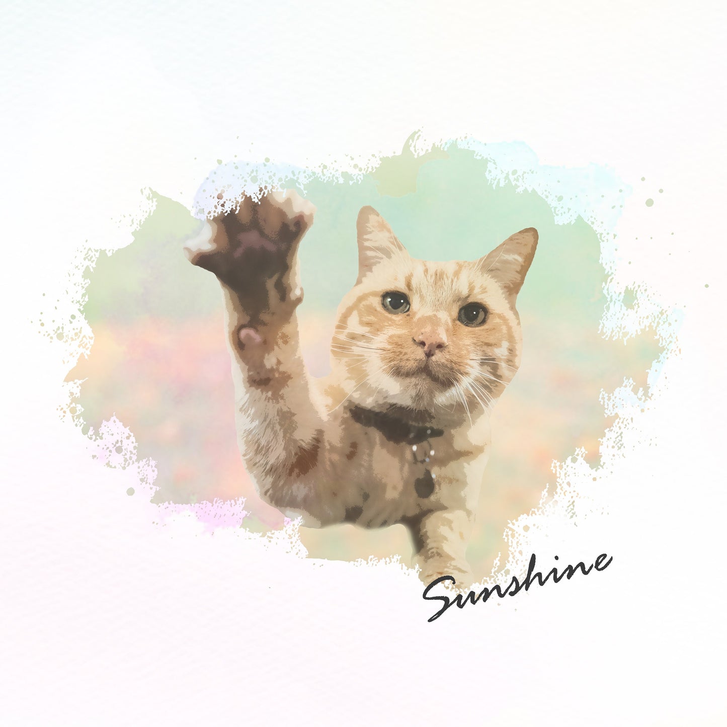 Custom Pet Portrait Illustration Canvas, Personalized Dog Cat Watercolor Wall Art