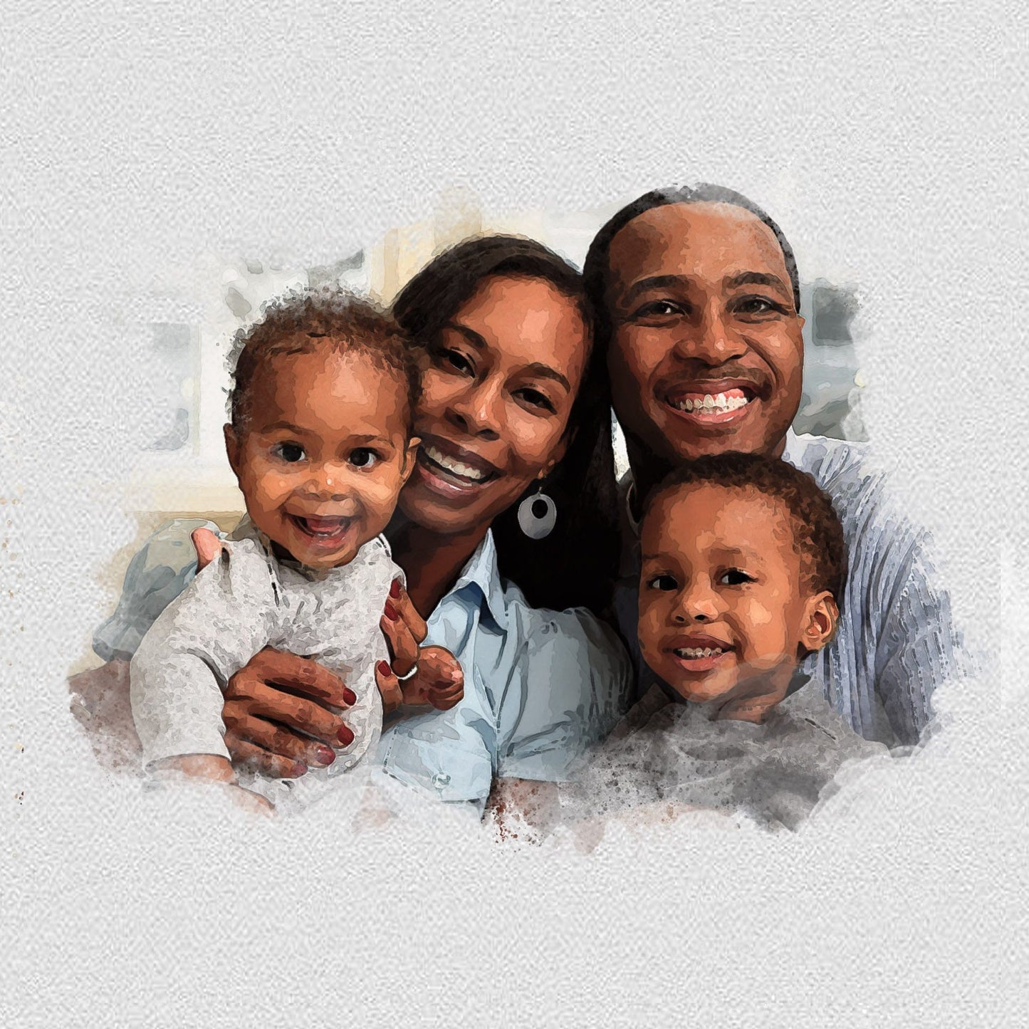 Family Portrait Illustration Canvas - Ready to Hang