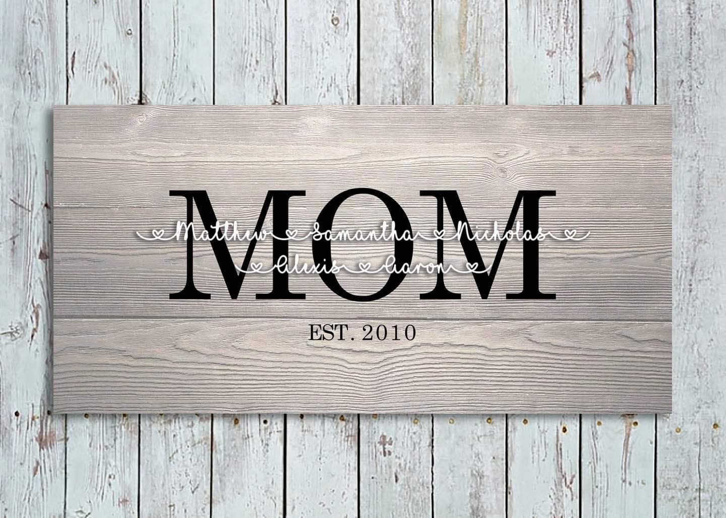 Custom Mom Children Wood Canvas