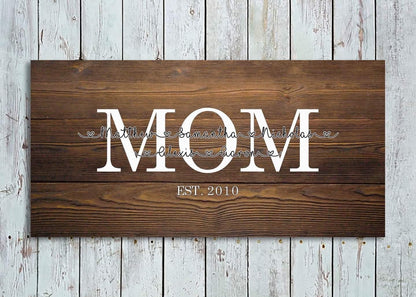 Custom Mom Children Wood Canvas