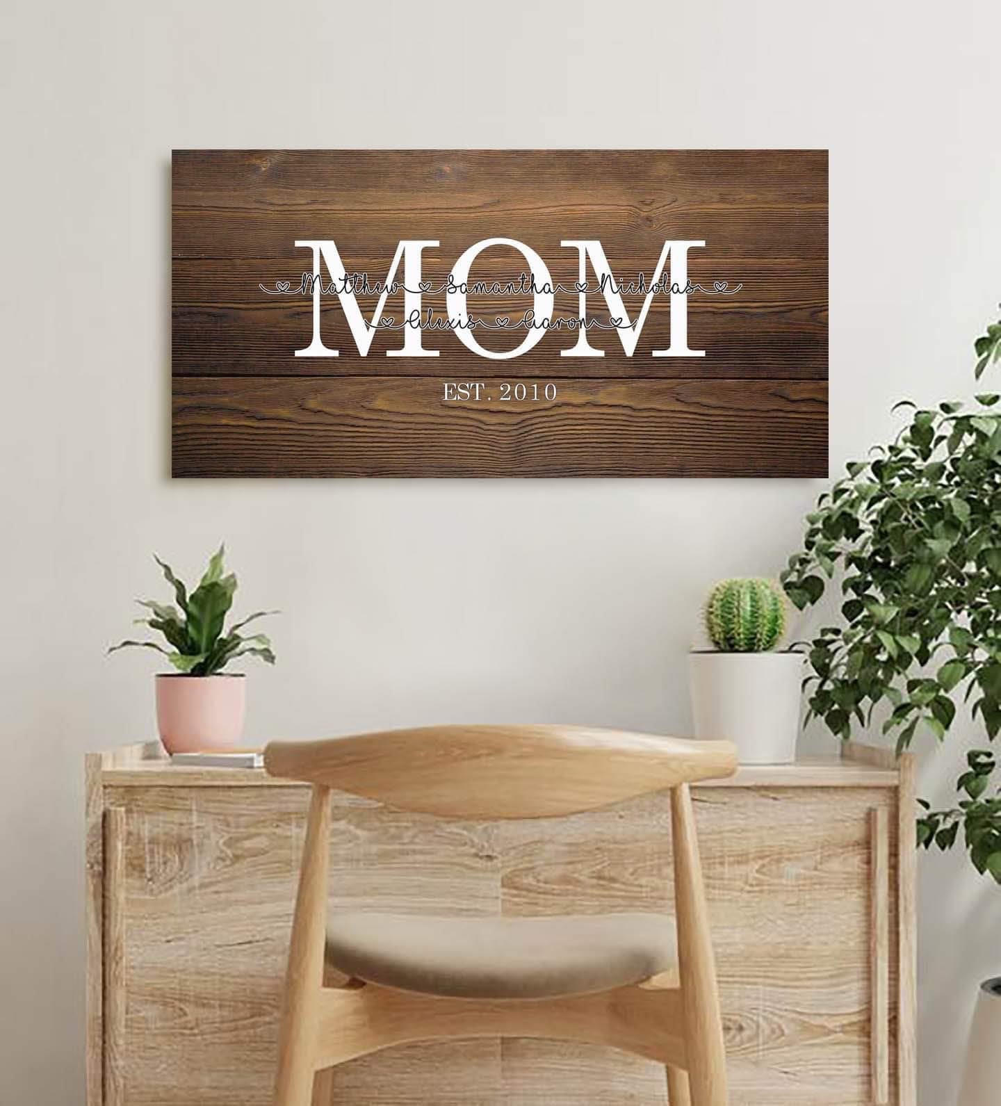 Custom Mom Children Wood Canvas