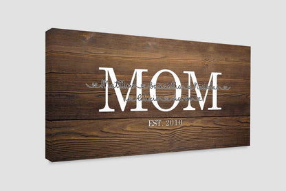 Custom Mom Children Wood Canvas