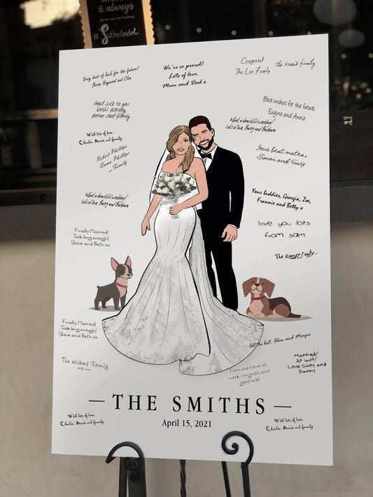 Wedding Couple Anniversary Illustration Sign Board Art Print