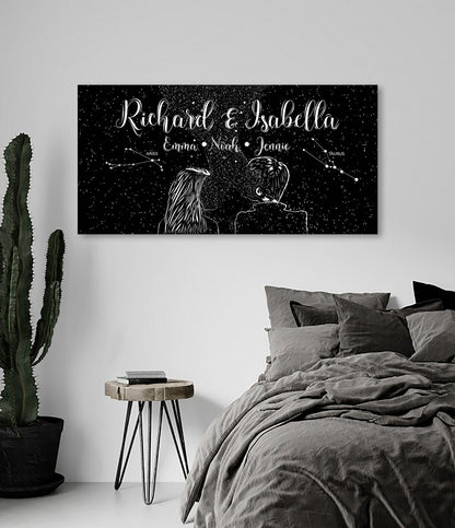 Family Couple Constellations Stars Canvas Art