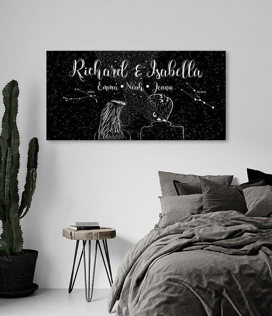 Family Couple Constellations Stars Canvas Art