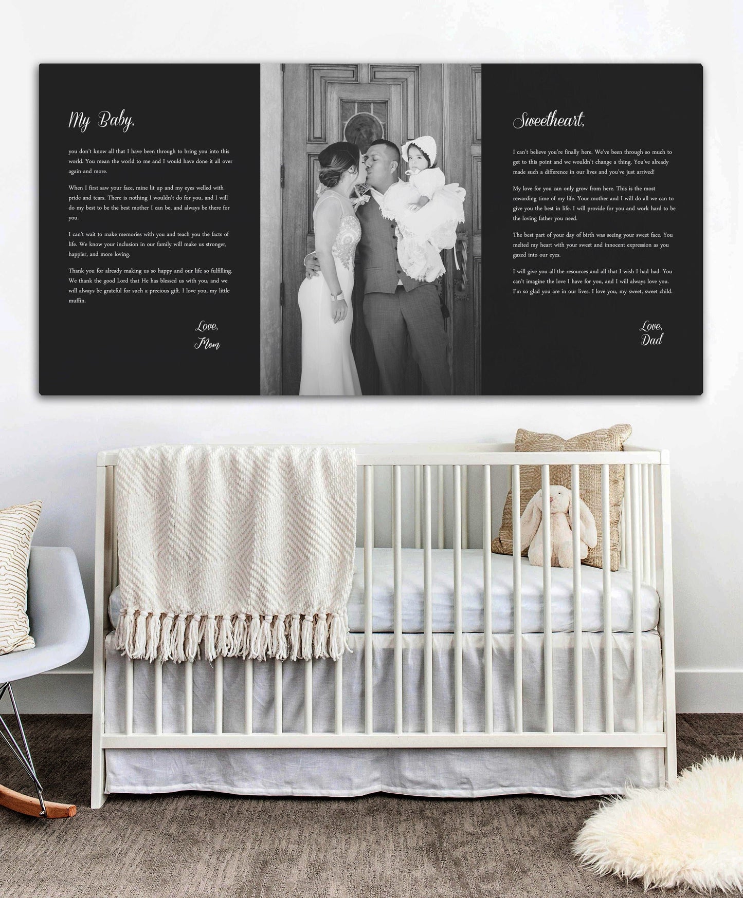 Mom Dad Letter, Letter to Baby, Letter to Child, Nursery Canvas Art