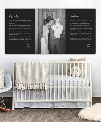 Mom Dad Letter, Letter to Baby, Letter to Child, Nursery Canvas Art
