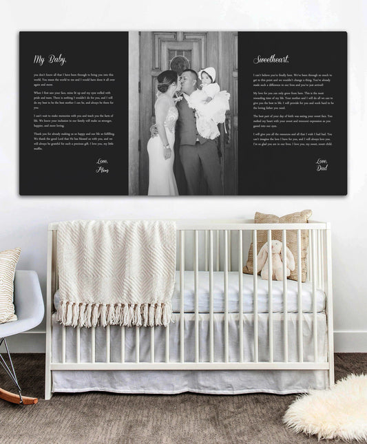 Mom Dad Letter, Letter to Baby, Letter to Child, Nursery Canvas Art