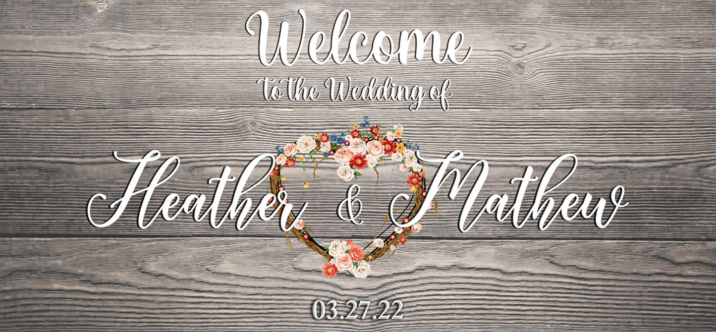 Custom Wedding Welcome Sign Canvas, Personalized Ceremony Decor Wall Art, Reception Couple Print