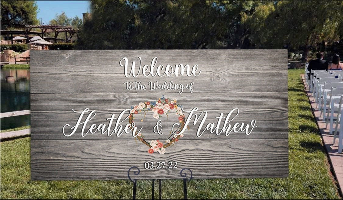 Custom Wedding Welcome Sign Canvas, Personalized Ceremony Decor Wall Art, Reception Couple Print