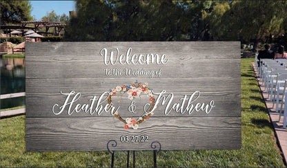 Custom Wedding Welcome Sign Canvas, Personalized Ceremony Decor Wall Art, Reception Couple Print