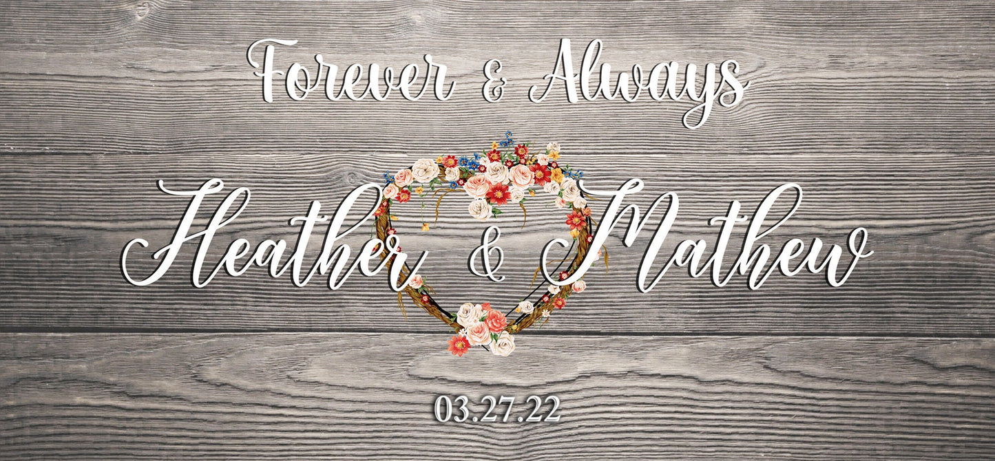 Custom Forever And Always Couple Canvas, Personalized Names And Date Wedding Wall Art, Anniversary Decor