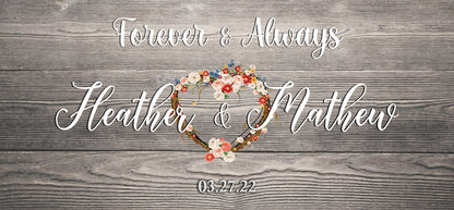 Custom Forever And Always Couple Canvas, Personalized Names And Date Wedding Wall Art, Anniversary Decor