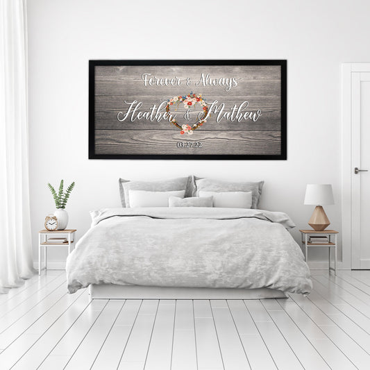 Forever and Always, Couple Names and Date, Wedding Canvas Art, Anniversary Art